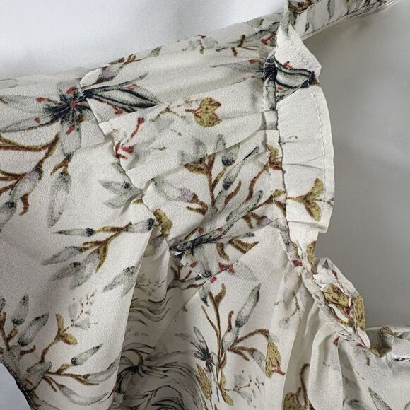 Max Studio Ruffle Sleeve Blouse Women's M Boho Floral Peasant Cottagecore Spring - Picture 9 of 16